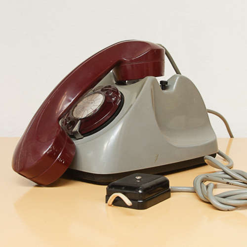 VINTAGE - GREY AND MAROON TELEPHONE FOR DISPLAY