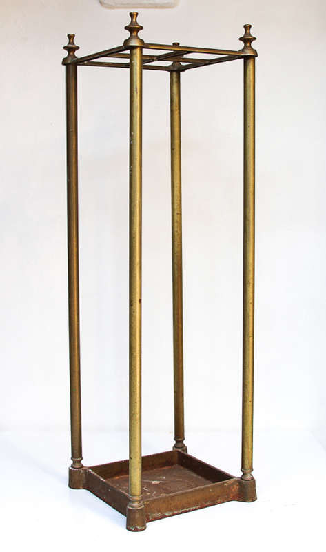 BRASS UMBRELLA/CANE STAND WITH HEAVY CAST IRON BASE