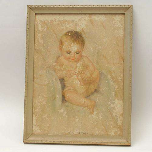 VINTAGE PRINT / PICTURE BABY CHARLOTTE BECKER THIS LITTLE PIGGY