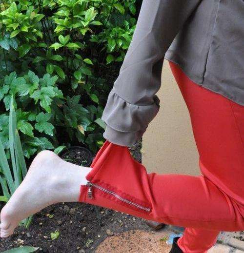 Designer leggings by ChanelGabriel - high waisted, fashionable foxy scuba fabric, black,coral,beige