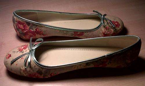 Pale Green Floral Patterned Shoes