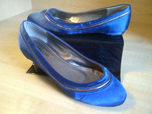Blue satin ballet pumps