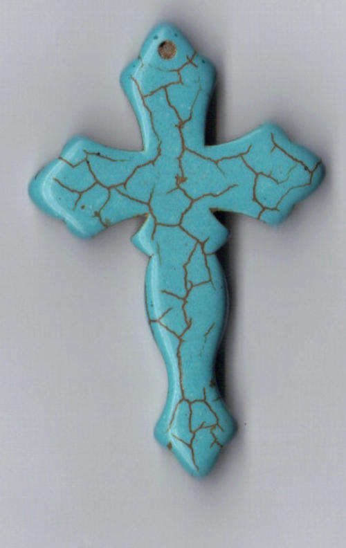 22ct natural turquoise cross hand cut