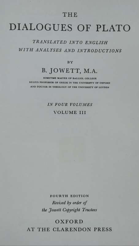 The Dialogues of Plato by B. Jowett