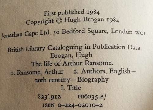 The Life of Arthur Ransome / Hugh Brogan