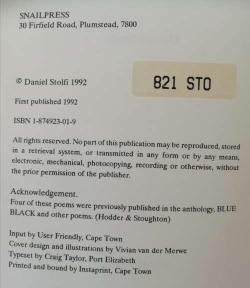 VECTORS Selected Poems 1983-1991 by Daniel Stolfi