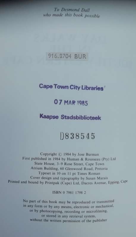 Day walks in the South-Western Cape by Jose Burman