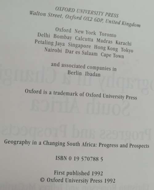 Geography in a changing South Africa: Progress and prospects by Christian Rogerson