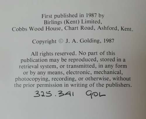 Colonialism, The Golden Years /J A Golding