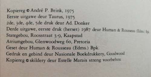 `n Oomblik in die Wind / Andre P. Brink