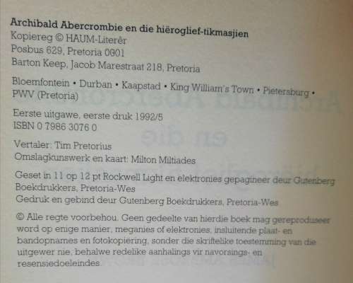 Archibald Abercrombie en die hieroglief-tikmasjien / James Ambrose Brown