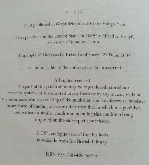 Half The Sky How to Change the World / Nicholas D Kristof and Sheryl Wudunn