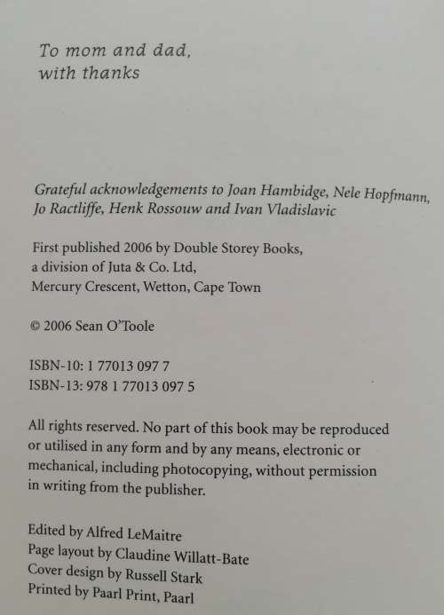 The Marquis of Mooikloof and Other Stories  / Sean O`Toole