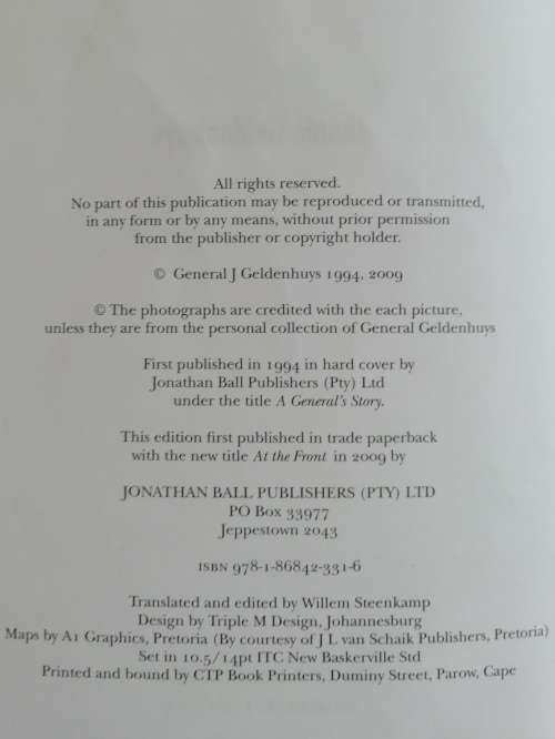 At the Front - A General`s Account of South Africa`s Border War  / Jannie Geldenhuys