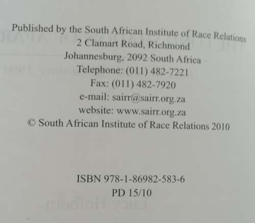 The Long Shadow of Apartheid: Race in South Africa Since 1994 / Lucy Holborn