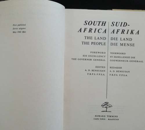 South Africa the land the people: Suid-Afrika die land die mense / A. D. Bensusan (1960)