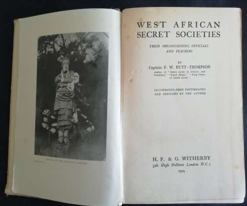 West African Secret Societies by Captain F. W. Butt-Thompson (1929) Rare copy