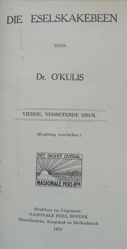 DIE ESELSKAKEBEEN / Dr. O`KULIS (1931)