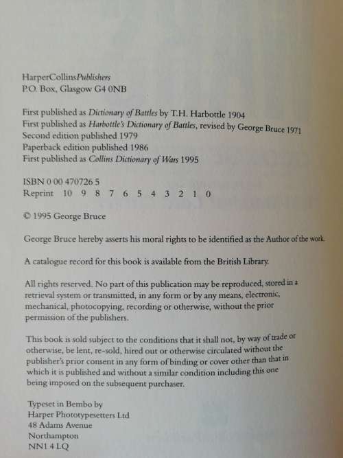 DICTIONARY OF WARS / George Bruce (Collins)
