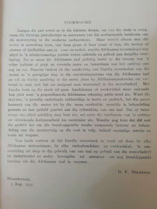 Suid-Afrikaanse Motorterme  en Motorhandboek / M. C. van Sandwyk (1935)