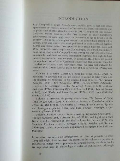 ROY CAMPBELL - COLLECTED WORKS Volumes I and II