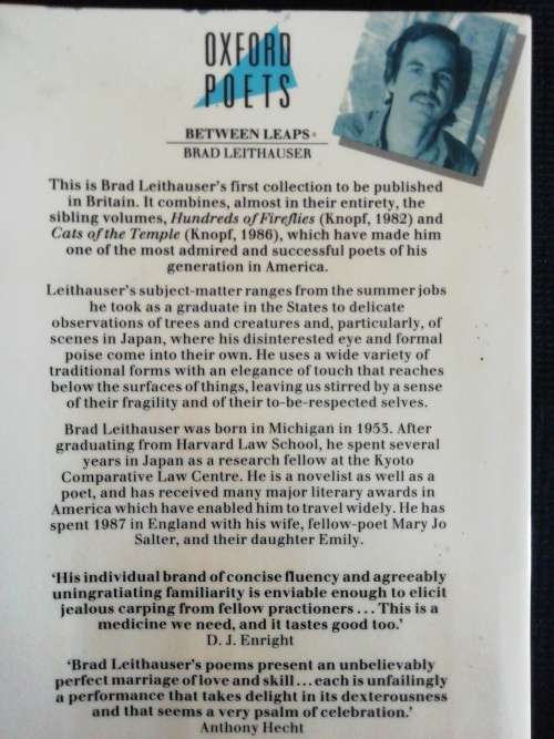 Between Leaps: Poems 1972-1985 / Brad Leithauser (Author)