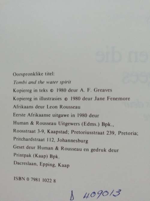 Tombi en die Watergees / A. F. Greaves
