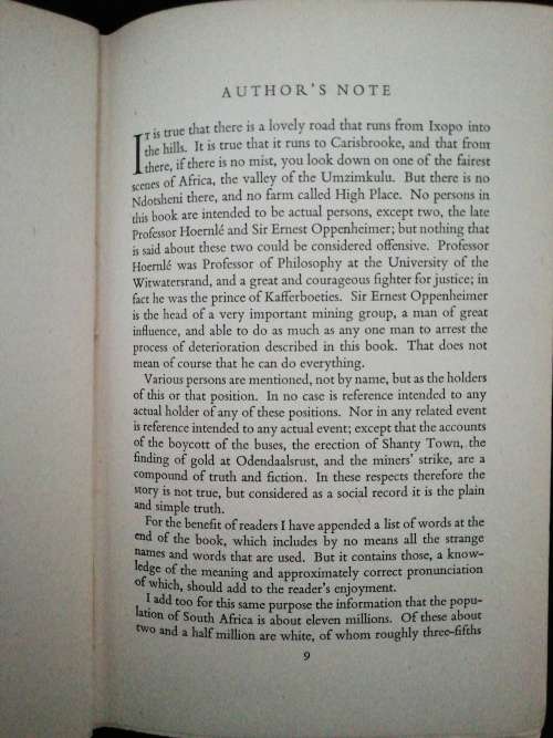 CRY The Beloved Country by Alan Paton - First edition 1948