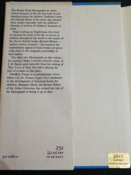 Hugh Lofting / Geoffrey Trease, / J. M. Barrie (Three Bodley Head Monographs)