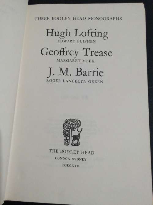 Hugh Lofting / Geoffrey Trease, / J. M. Barrie (Three Bodley Head Monographs)