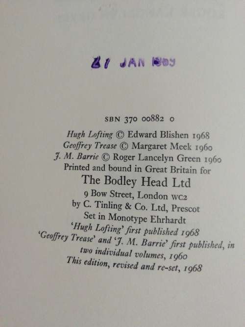 Hugh Lofting / Geoffrey Trease, / J. M. Barrie (Three Bodley Head Monographs)