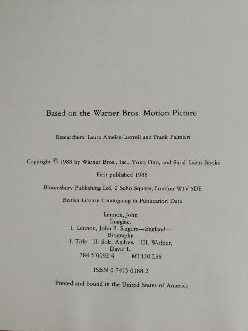 Imagine John Lennon / Written and Edited by Andrew Solt and Sam Egan , Foreword by Yoko Ono