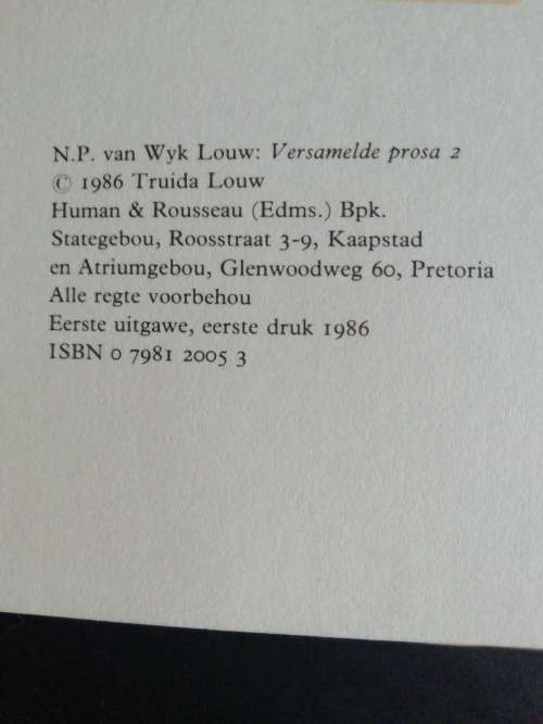 VERSAMELDE PROSA  2   /   NP VAN WYK LOUW