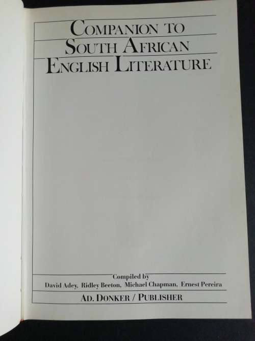Companion To South African English Literature  /  David Adey........