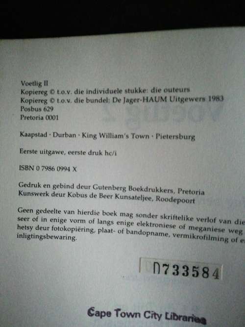 Voetlig 2 Versamelde eenbedrywe saamgestel deur PJ du Toit en Temple Hauptfleisch