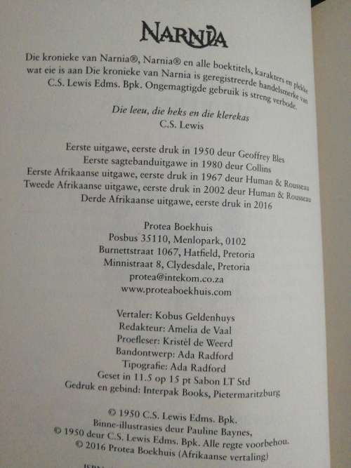 Die leeu, die heks en die klerekas  /  C. S. Lewis
