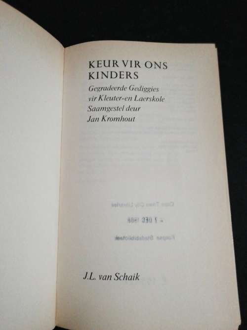 KEUR VIR ONS KINDERS  /  Saamgestel deur Jan Kromhout