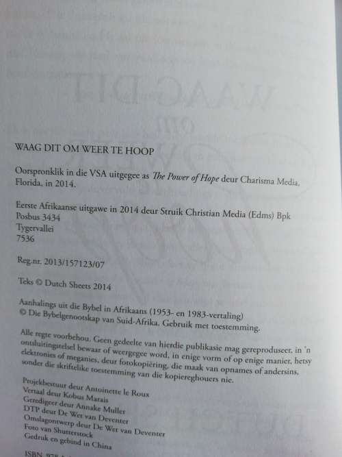 Waag dit om Weer te hoop  /  Dutch Sheets