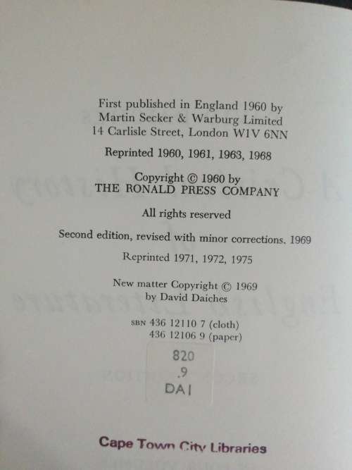 A Critical History of English Literature  /   David Daiches (Volume 3)