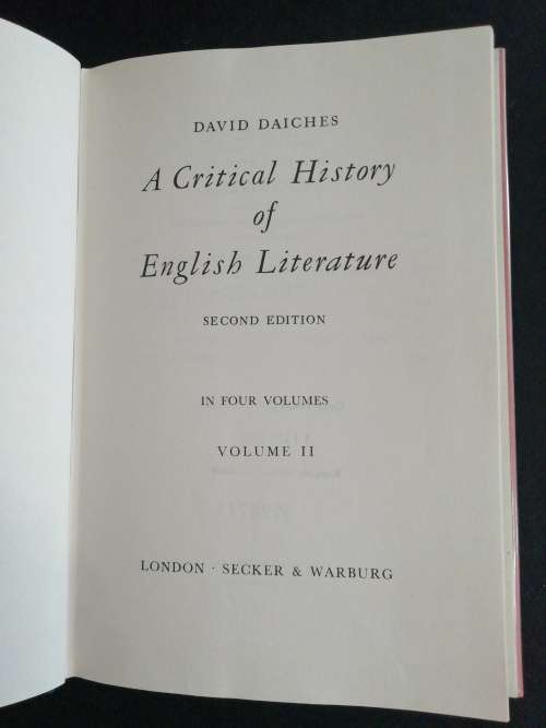 A Critical History of English Literature  /   David Daiches (Volume 2)