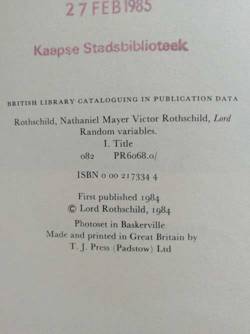 Random Variables  / Lord Rothschild