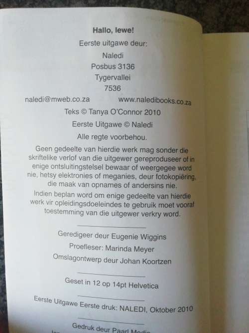 Hallo, lewe!  /  Tanya O` Connor