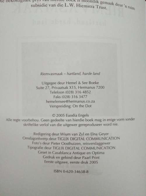 Riemvasmaak: Hartland, Harde Land / Euodia Engels