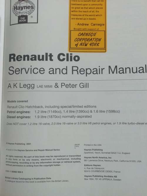 Renault Clio / Hayes Service and Repair Manual
