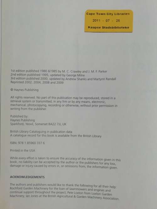 Lawnmower Manual / Haynes Service and Repair Manual