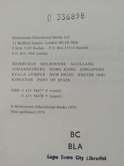 Black Leaders in Southern African History Edited by Christopher Saunders