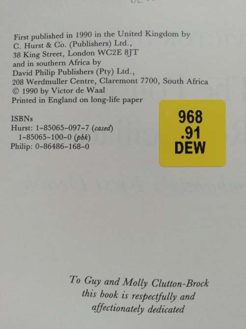 The Politics of Reconciliation / Victor De Waal