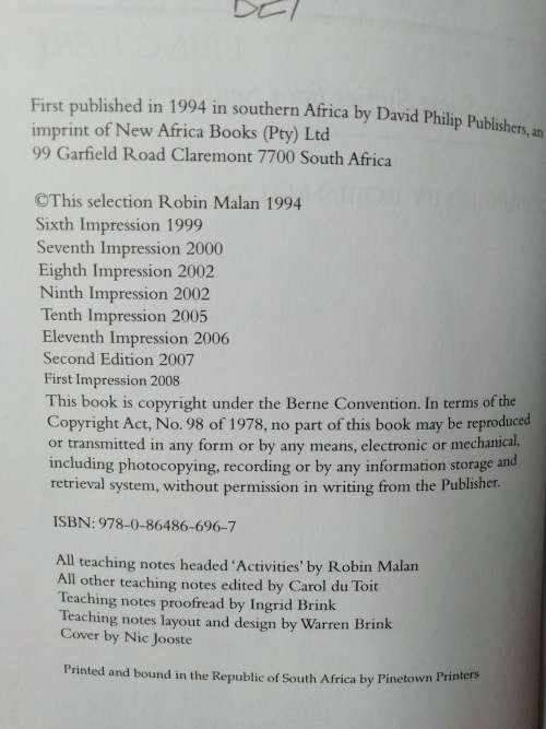 Being Here Modern Short Stories From Southern Africa Compiled by Robin Malan