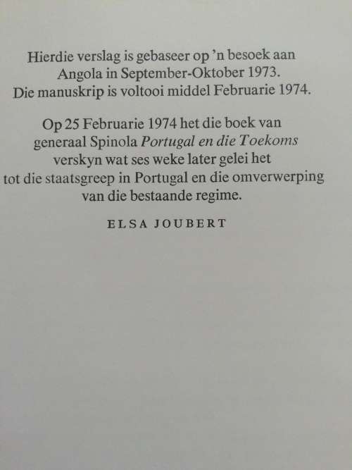 Die Nuwe Afrikaan: `n Reis deur Angola / Elsa Joubert