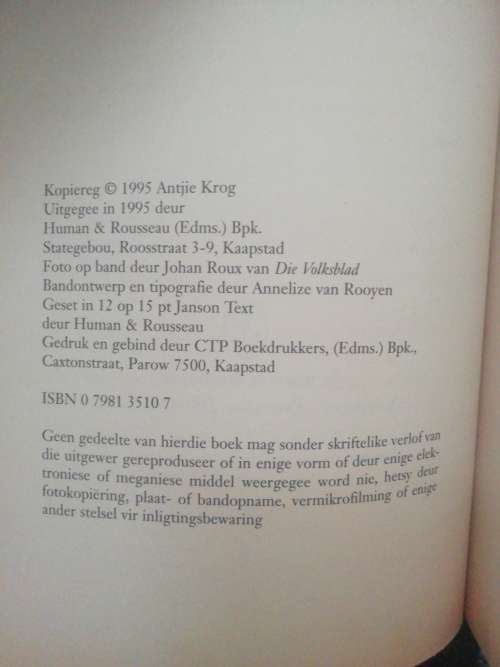 Relaas van `n Moord / ANTJIE KROG